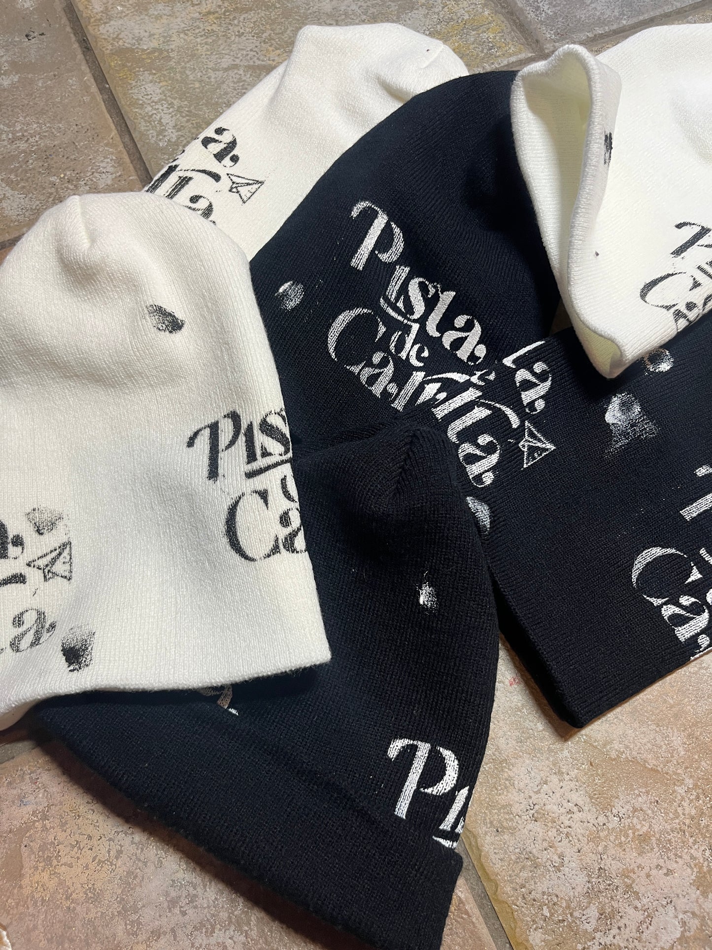 Black x White Paint Splattered Beanie