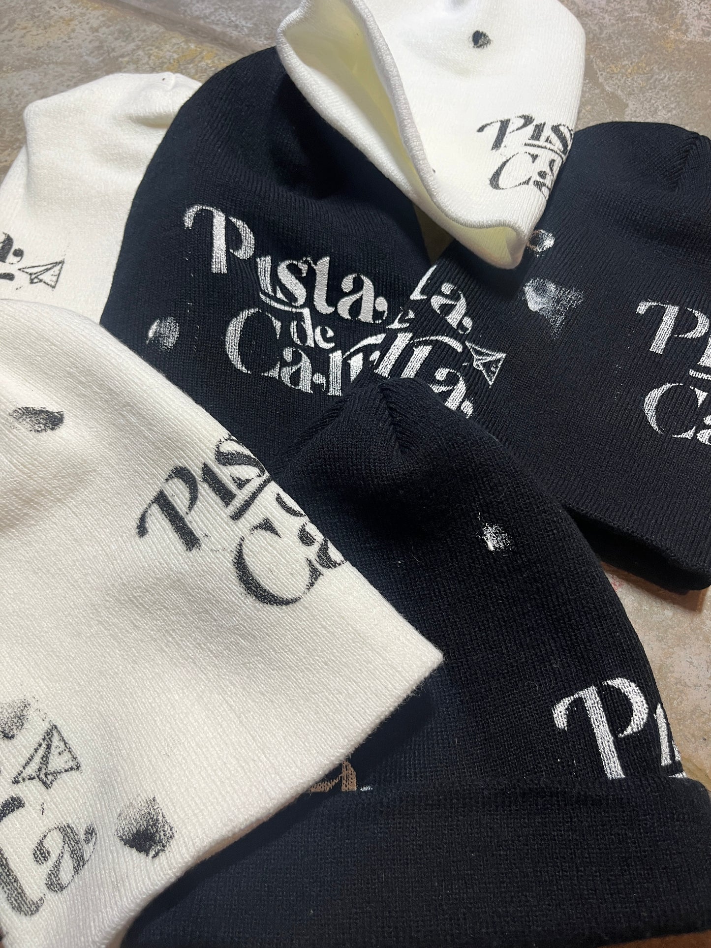 White x Black Paint Splattered Beanie