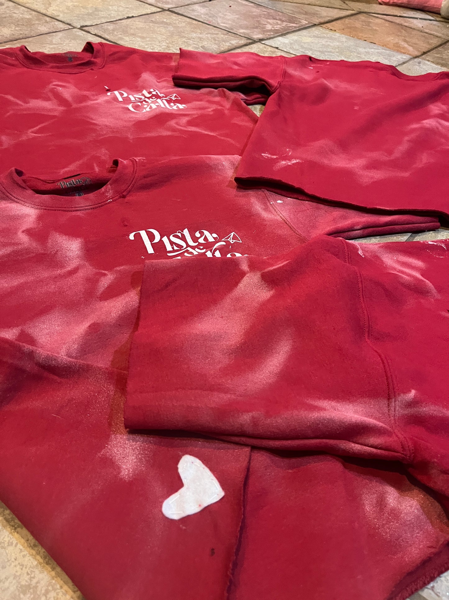 Wine Red x White LOVE "CrewShirt"