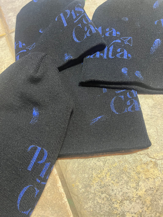 Black x Blue Paint Splattered Beanie