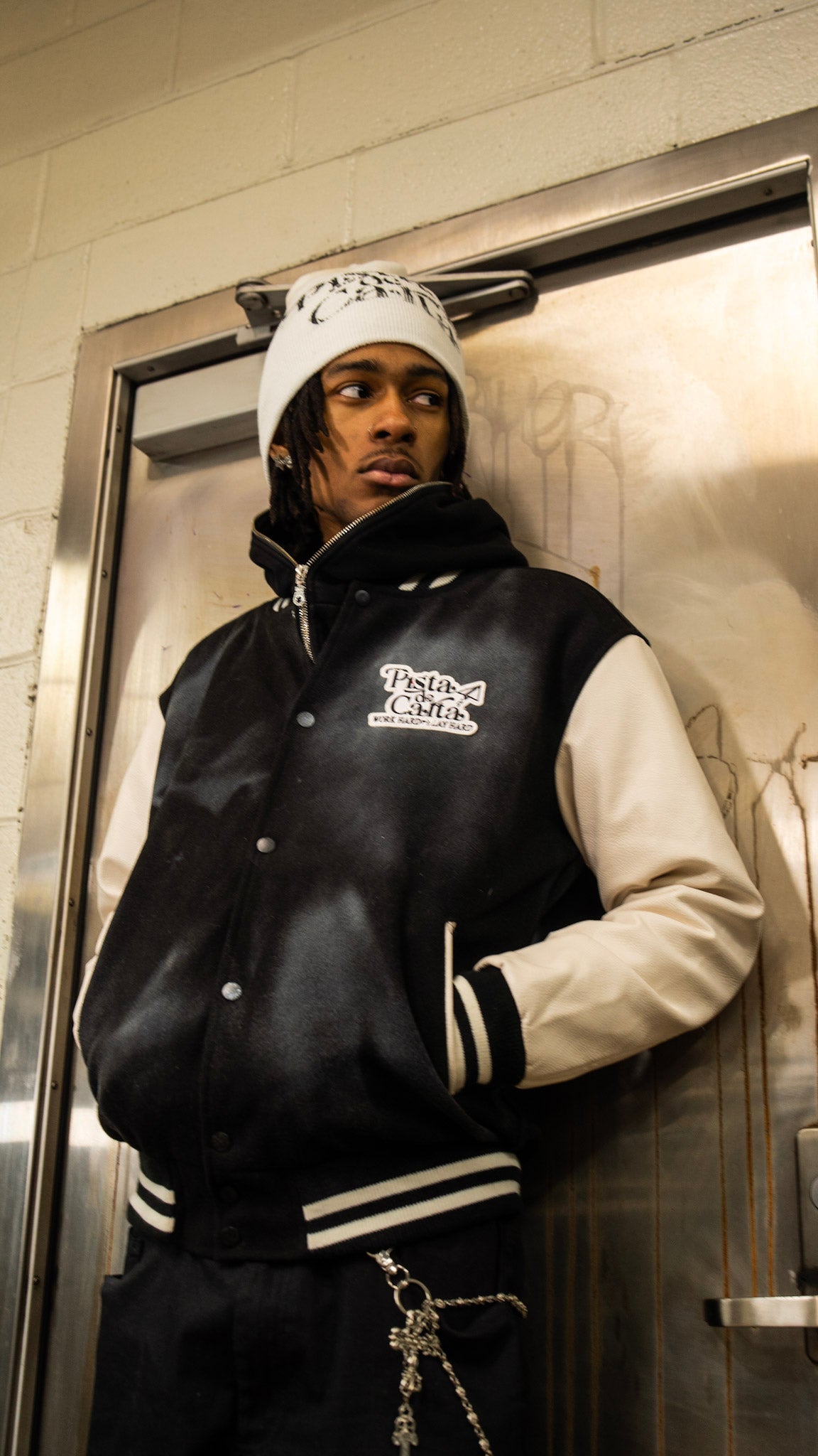 White x Black Paint Splattered Beanie