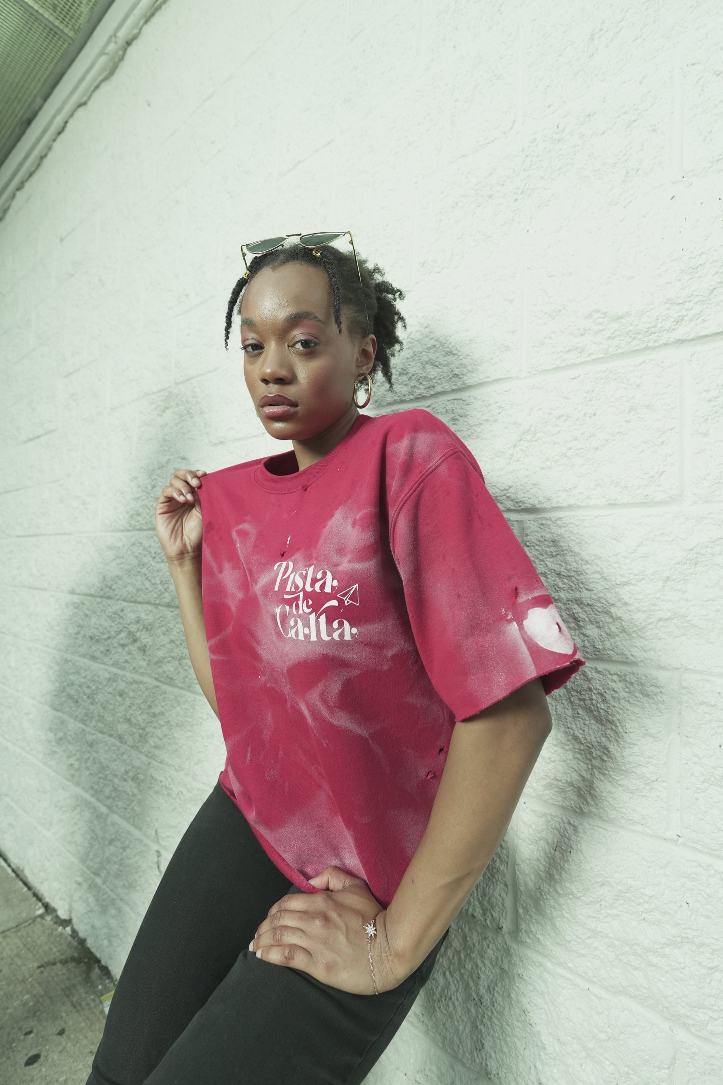 Wine Red x White LOVE "CrewShirt"