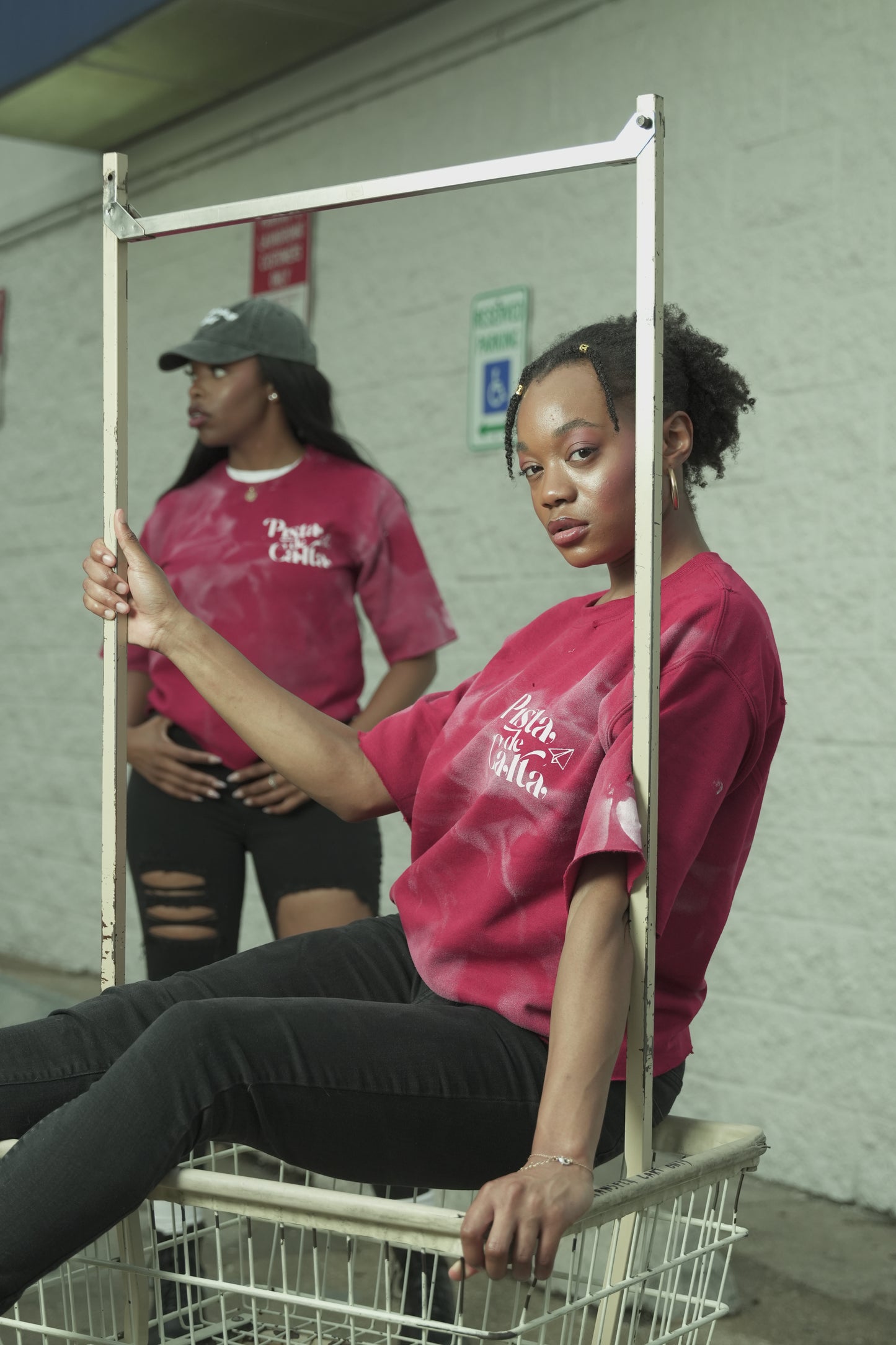 Wine Red x White LOVE "CrewShirt"