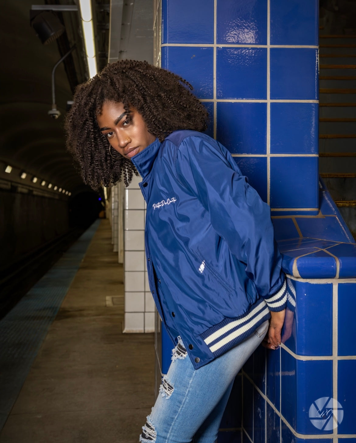Blue Pista Varsity Jacket