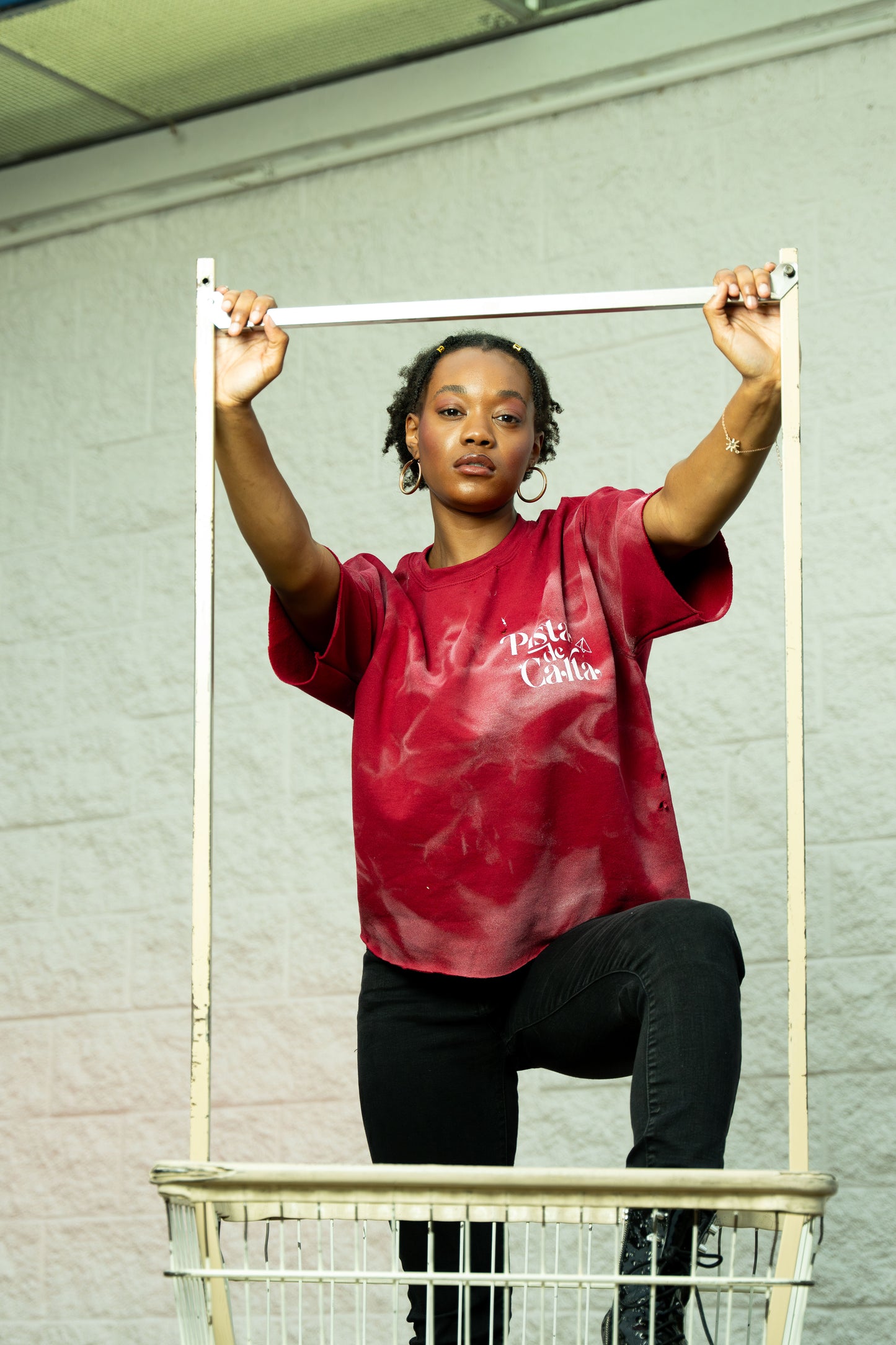 Wine Red x White LOVE "CrewShirt"